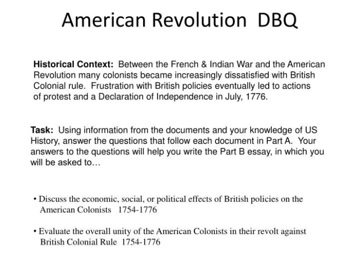 Dbq on the american revolution