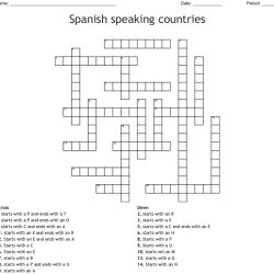 Spanish speaking countries crossword puzzle