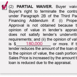 Addendum concerning right to terminate due to lender's appraisal