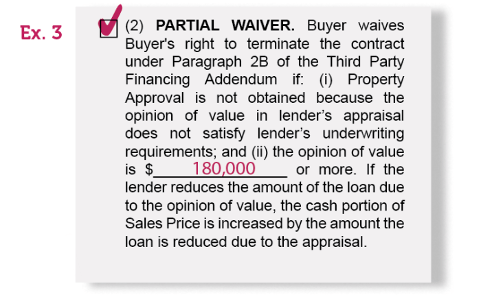 Addendum concerning right to terminate due to lender's appraisal